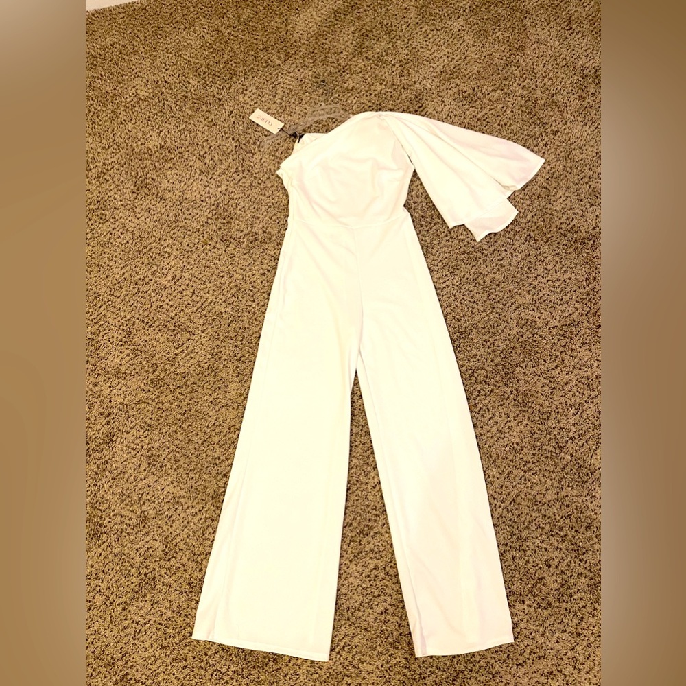 White one shoulder jumpsuit